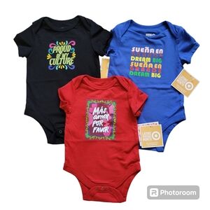 3 Latino Heritage Month Target Onsies Unisex Red 3-6M Black Blue 6-9M